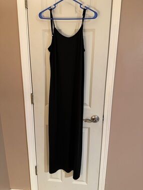 Classic Black Slip Dress - Women's Sleeveless Maxi